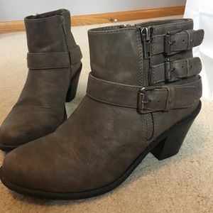 Buckle high heel booties